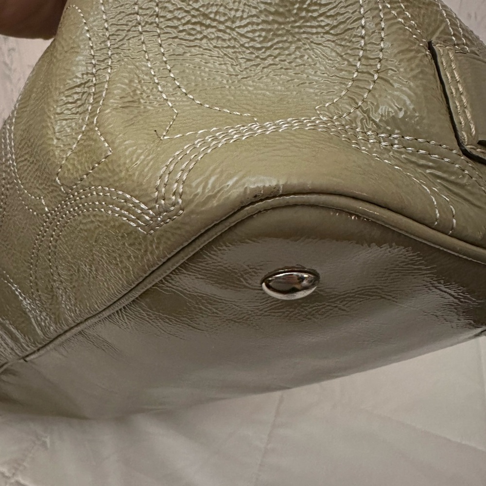 Coach Olive Green Patent Leather Tote - Picture 10 of 16